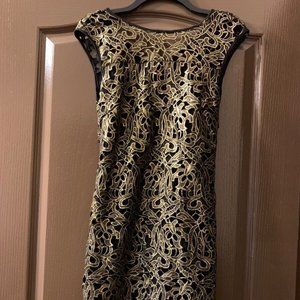 NEW Gianni Bini Gold Lace Black Sheath Lined Arianna dress  XS